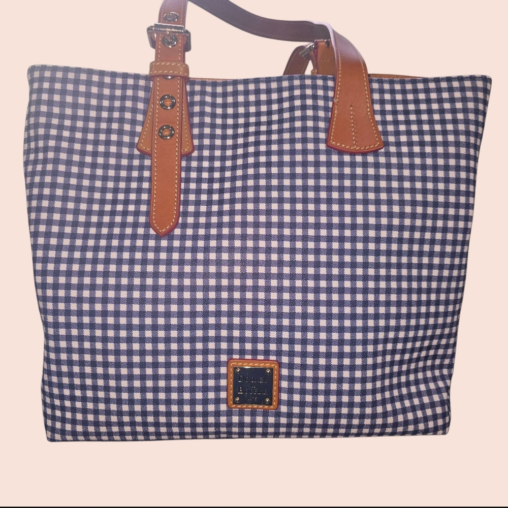 Dooney & Bourke Blue and White Gingham Tote
